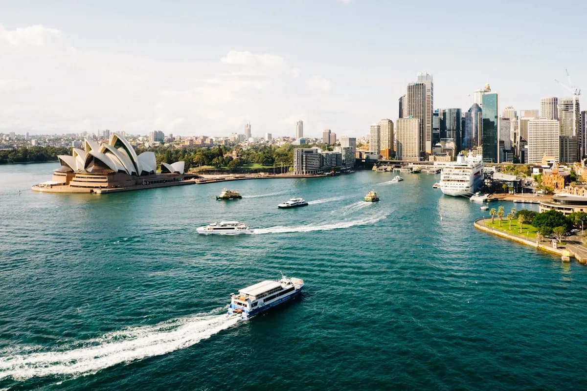Sydney Opera House and Harbour Bridge at dusk
